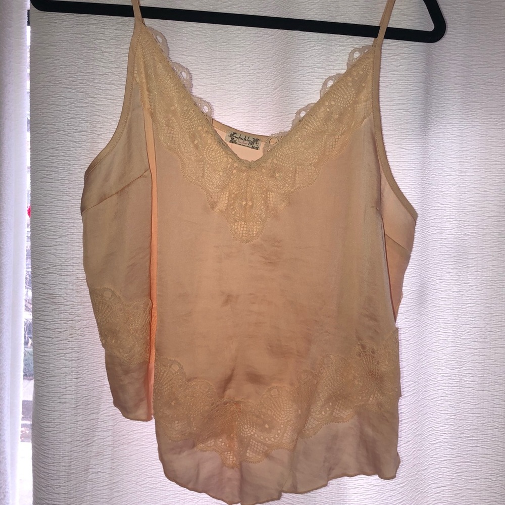 Free People Silk Bandana Lace Tank